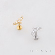 MULTI CZ DROP CROWN TIARA THREADLESS (PUSH IN) 316L SURGICAL STEEL LABRET SET